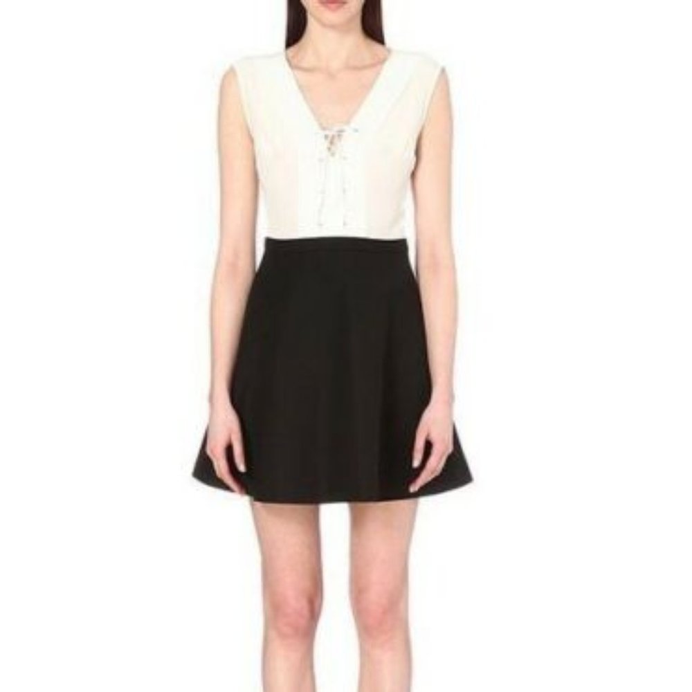 NWT Sandro Rupa Lace-up Silk and Cotton Dress